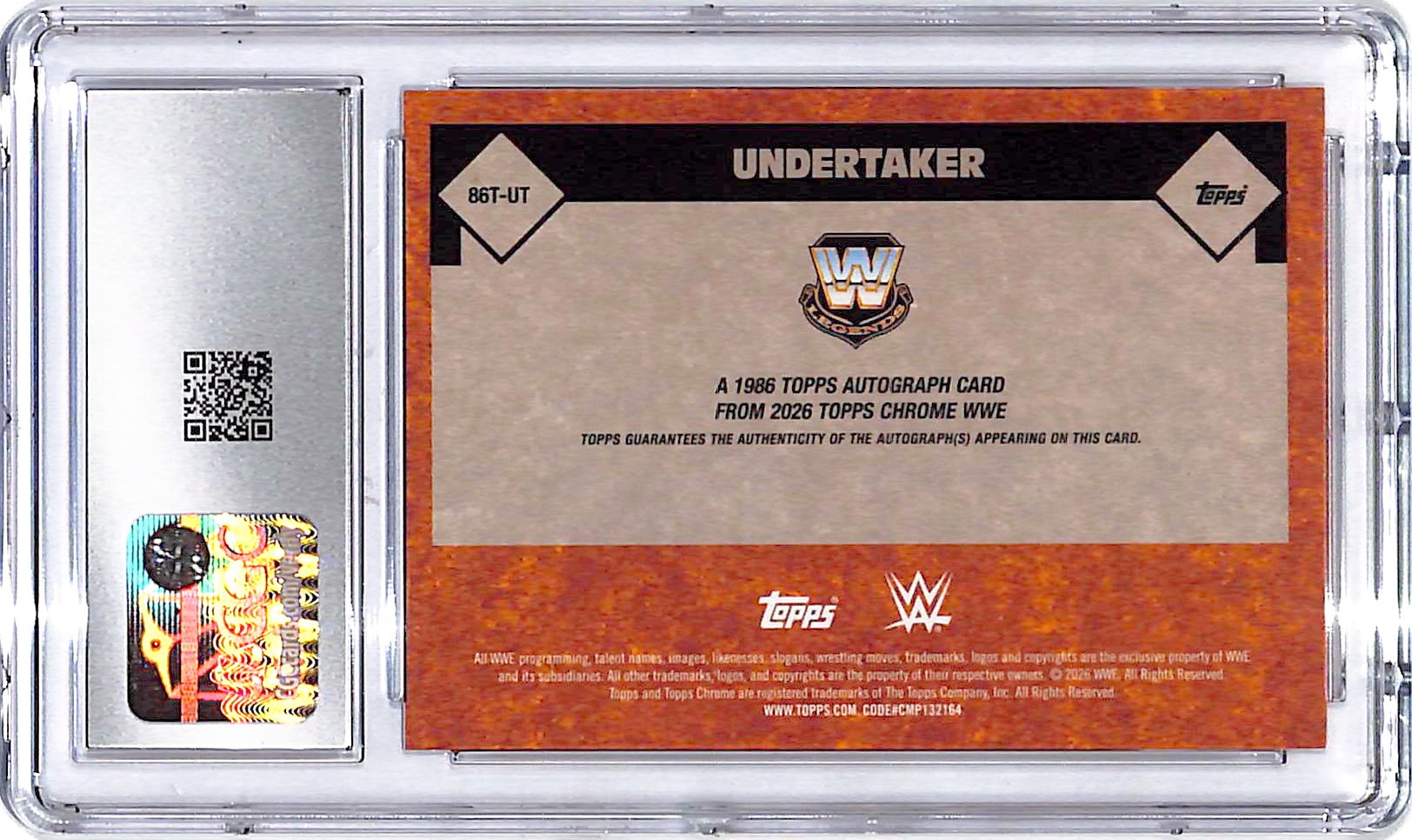 2026 Topps Chrome WWE Undertaker Auto Autograph Orange 86 Throwback CGC 9 /25