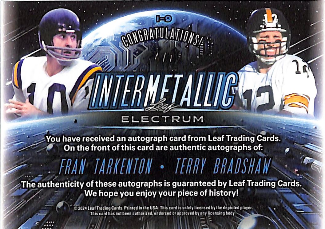 2024 Leaf Electrum Fran Tarkenton Terry Bradshaw Auto Autograph /7