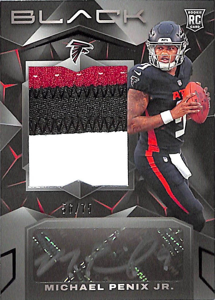 2024 Panini Black Michael Penix Jr Auto Autograph Rookie RC Patch Jersey /75 Falcons