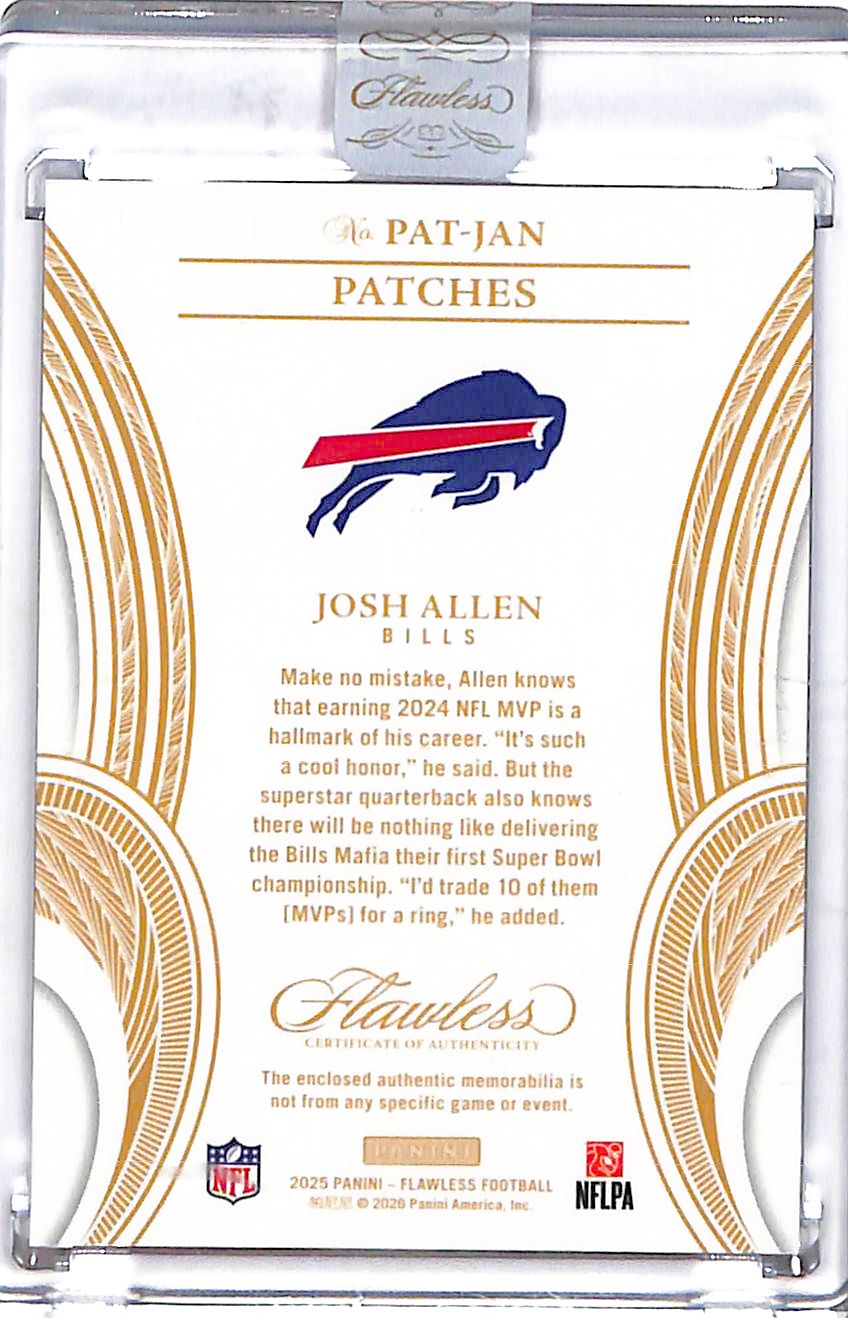 2025 Flawless Josh Allen Patch Jersey Relic /25 Bills