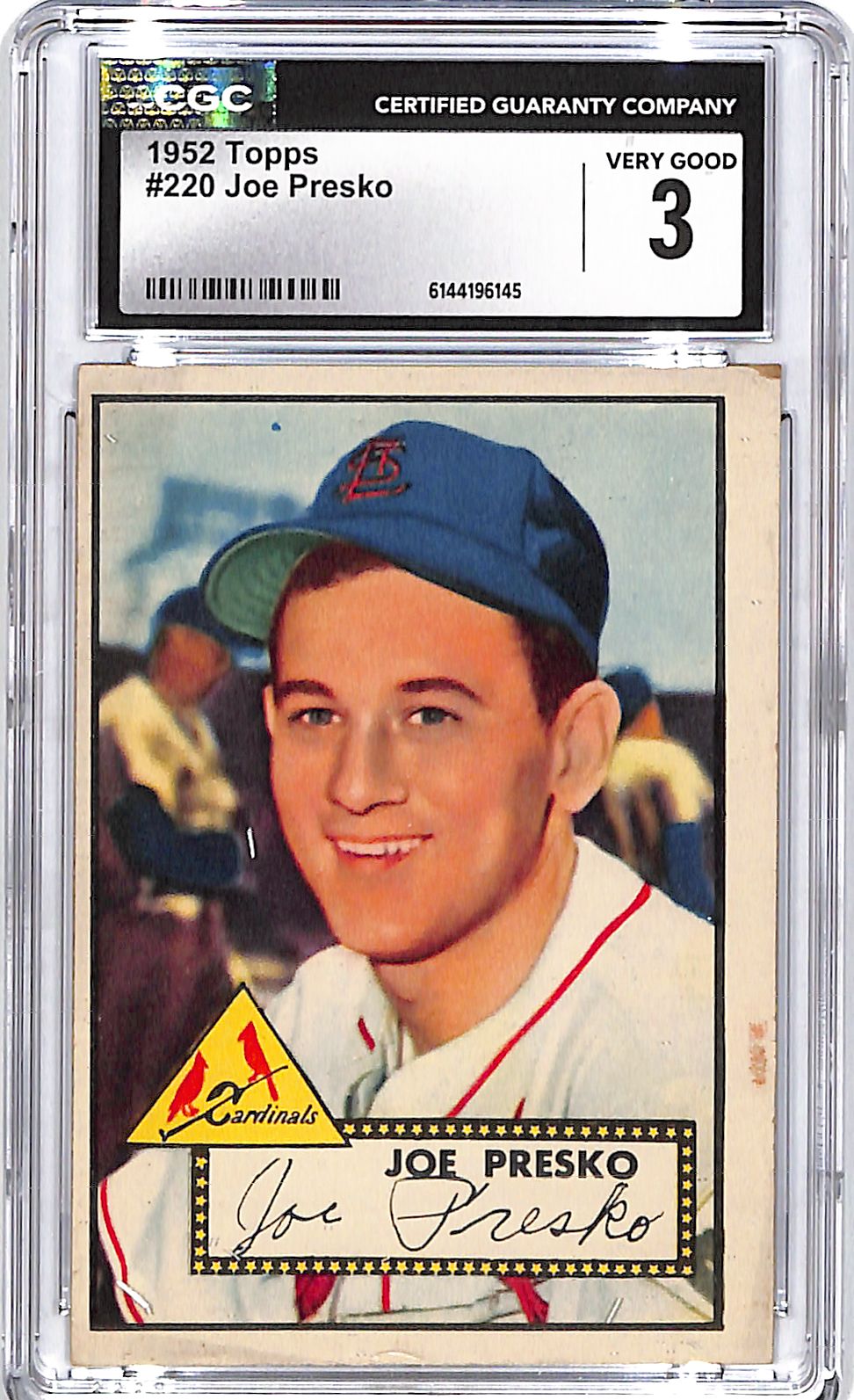 1952 Topps Joe Presko #220 CGC 3 Cardinals