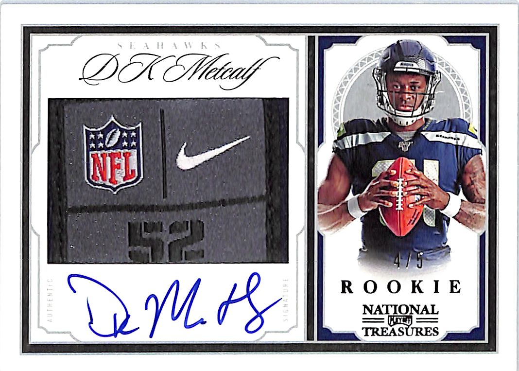 2019 National Treasures DK Metcalf Auto Autograph Rookie RC Tag Patch /5 Seahawks