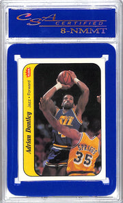 1986-87 Fleer Adrian Dantley Sticker CSA Certified 8 Jazz