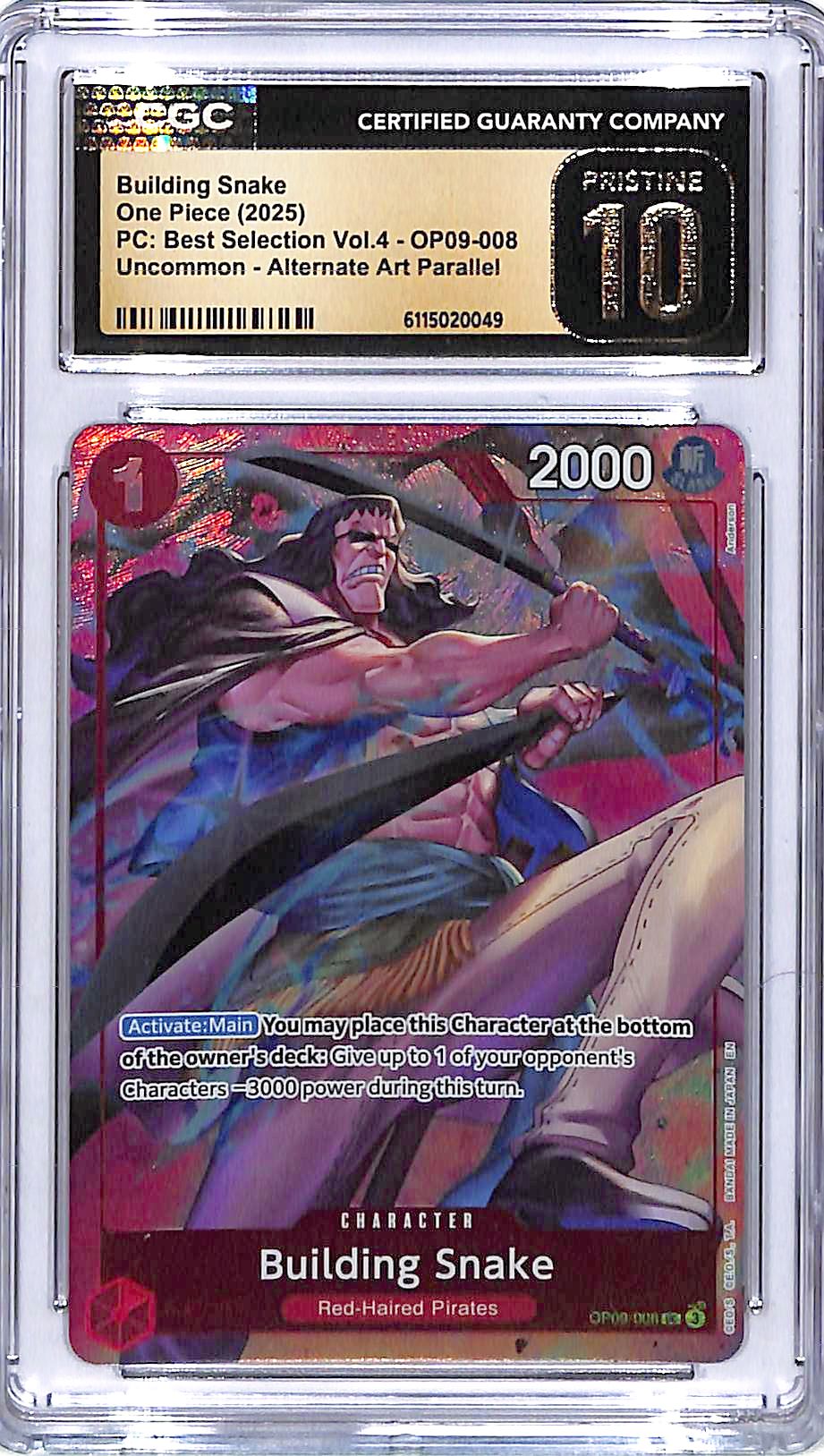 One Piece PC Best Selection Vol 4 OP09 Building Snake Alternate Art CGC 10 Pristine