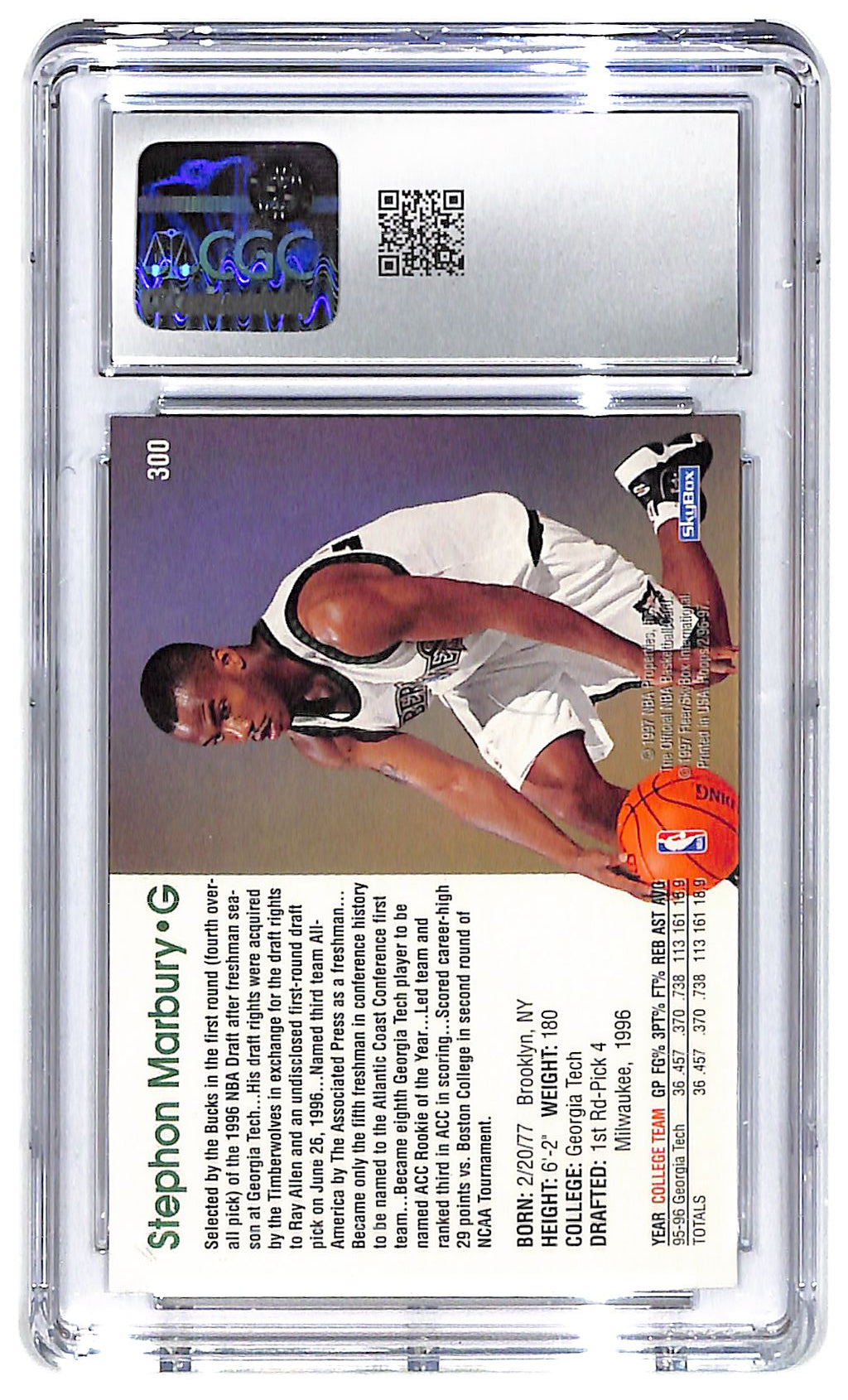 1996-97 Stephon Marbury Hoops #300 CGC Mint Plus 9.5