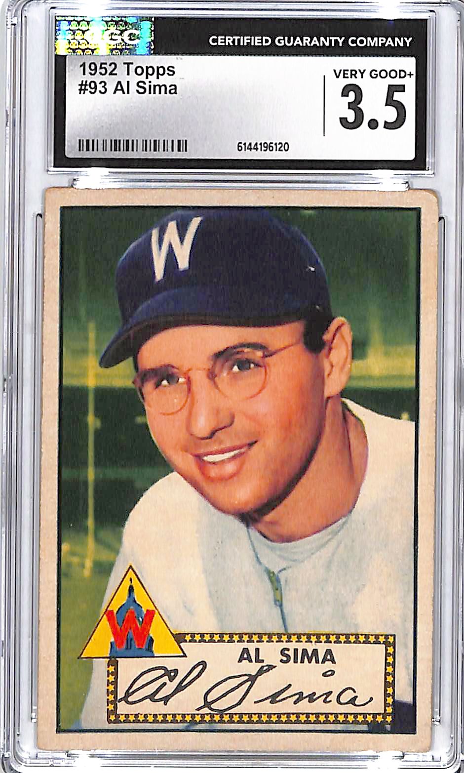 1952 Topps Al Sima #93 CGC 3.5 Senators