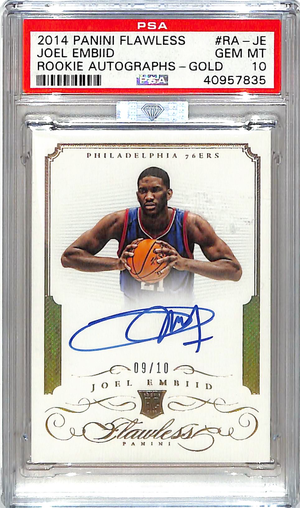2014-15 Flawless Joel Embiid Auto Autograph Rookie RC Gold /10 PSA 10 76ers