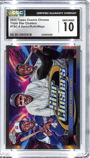 2025 Topps Chrome Cosmic Hank Aaron Babe Ruth Willie Mays Star Clusters CGC 10