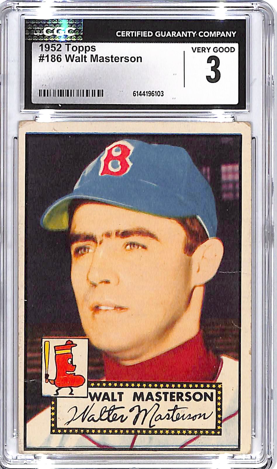 1952 Topps Walt Masterson #186 CGC 4 Red Sox