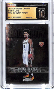 2025-26 Topps Chrome Dylan Harper Ball of Duty Rookie RC CGC 10 Pristine Spurs