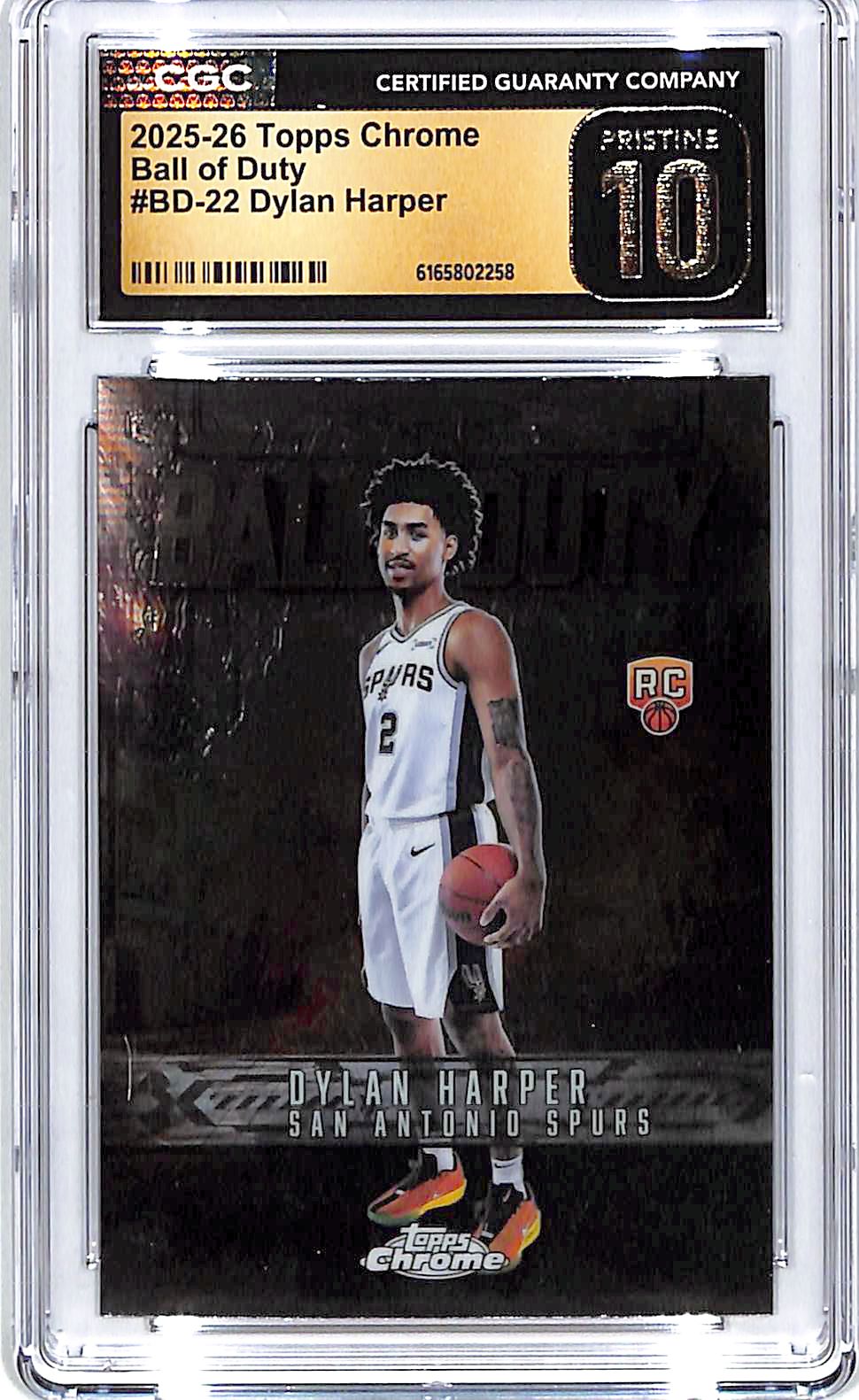 2025-26 Topps Chrome Dylan Harper Ball of Duty Rookie RC CGC 10 Pristine Spurs