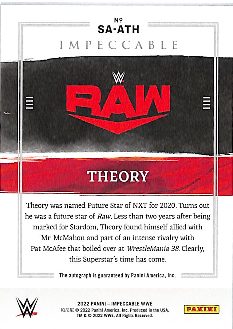 2022 Impeccable WWE Theory Auto Autograph Superstar /99