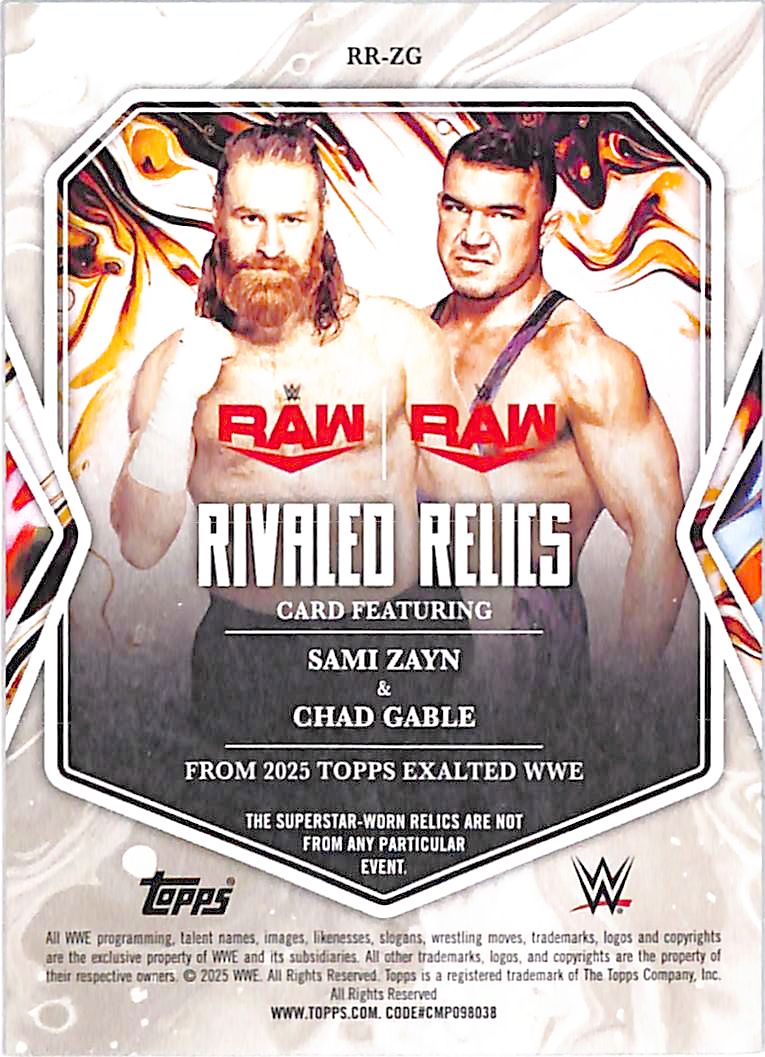 2025 Topps Exalted WWE Sami Zayn Chad Gable Rivaled Relics Patch