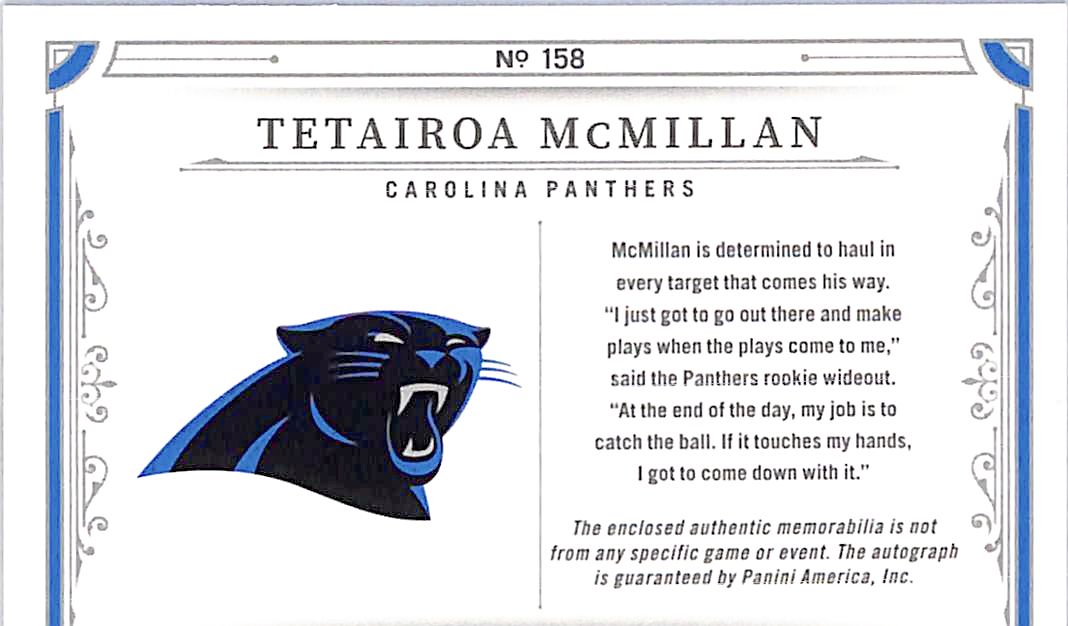 2025 National Treasures Tetairoa McMIllan Auto Autograph Rookie RC Patch Jersey /25 RPA Panthers