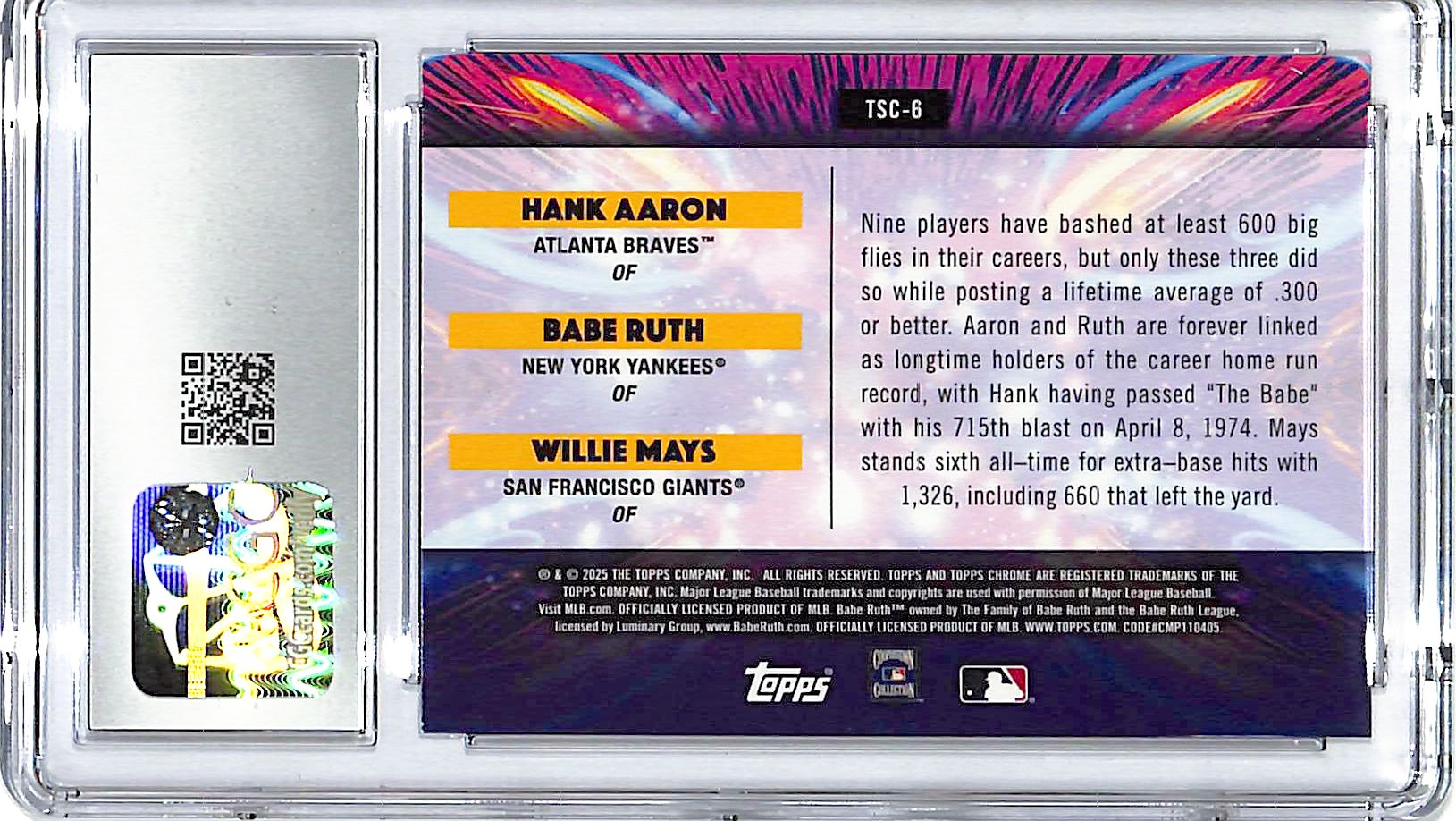 2025 Topps Chrome Cosmic Hank Aaron Babe Ruth Willie Mays Star Clusters CGC 10