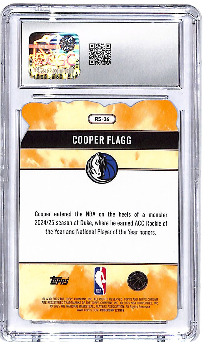 2025-26 Topps Chrome Cooper Flagg Rock Stars Rookie RC CGC 9 Mavericks