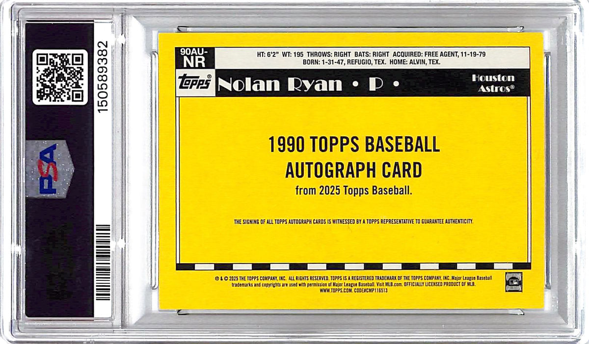2025 Topps Update Nolan Ryan 90 Topps Auto Autograph PSA 10 Astros