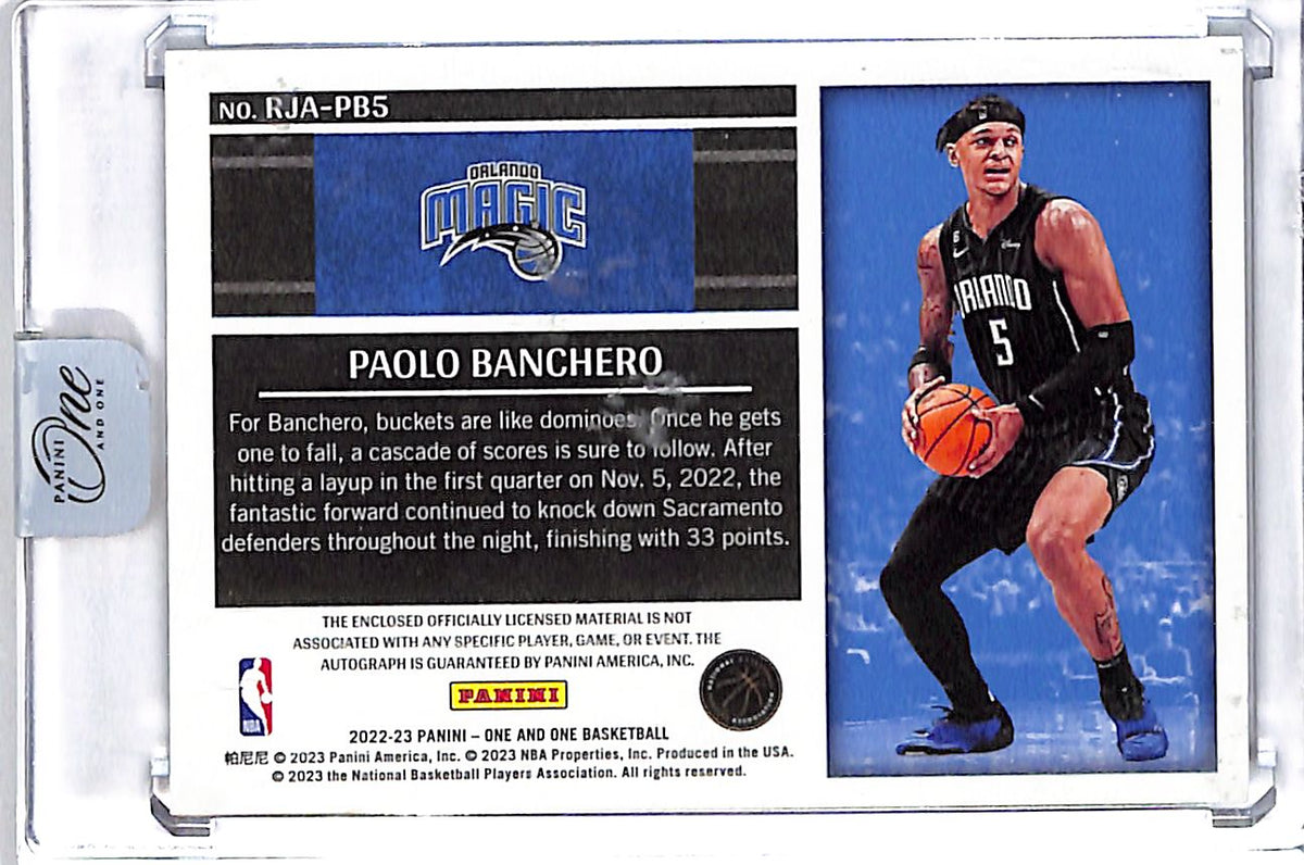 2022-23 Panini One and One Paolo Banchero Auto Autograph Rookie RC Patch Jersey /35 Purple