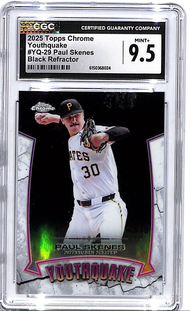 2025 Topps Chrome Paul Skenes Youthquake Rookie RC Black Refractor CGC 9.5 /10 Pirates
