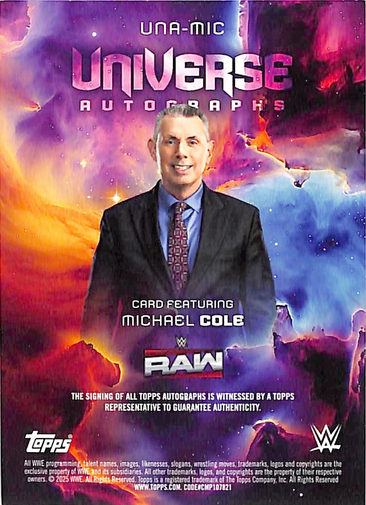 2025 Topps Universe WWE Michael Cole Auto Autograph