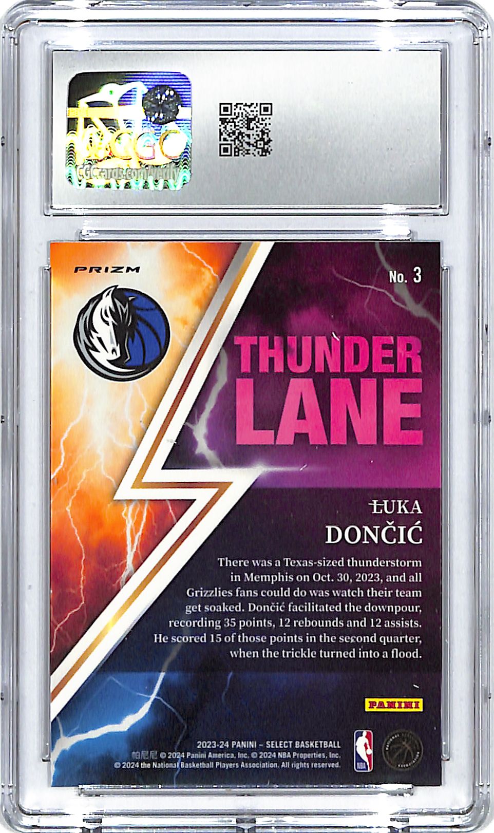 2023-24 Select Luka Doncic Thunder Lane Green #3 CGC 10 Mavericks