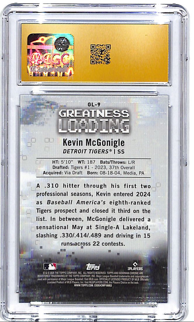 2025 Bowman Chrome Kevin McGonigle Greatness Loading Rookie RC CGC 10 Pristine Tigers