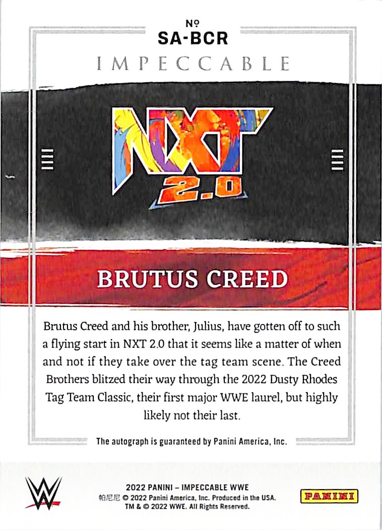 2022 Impeccable Brutus Creed Auto Autograph Rookie RC Superstar /99