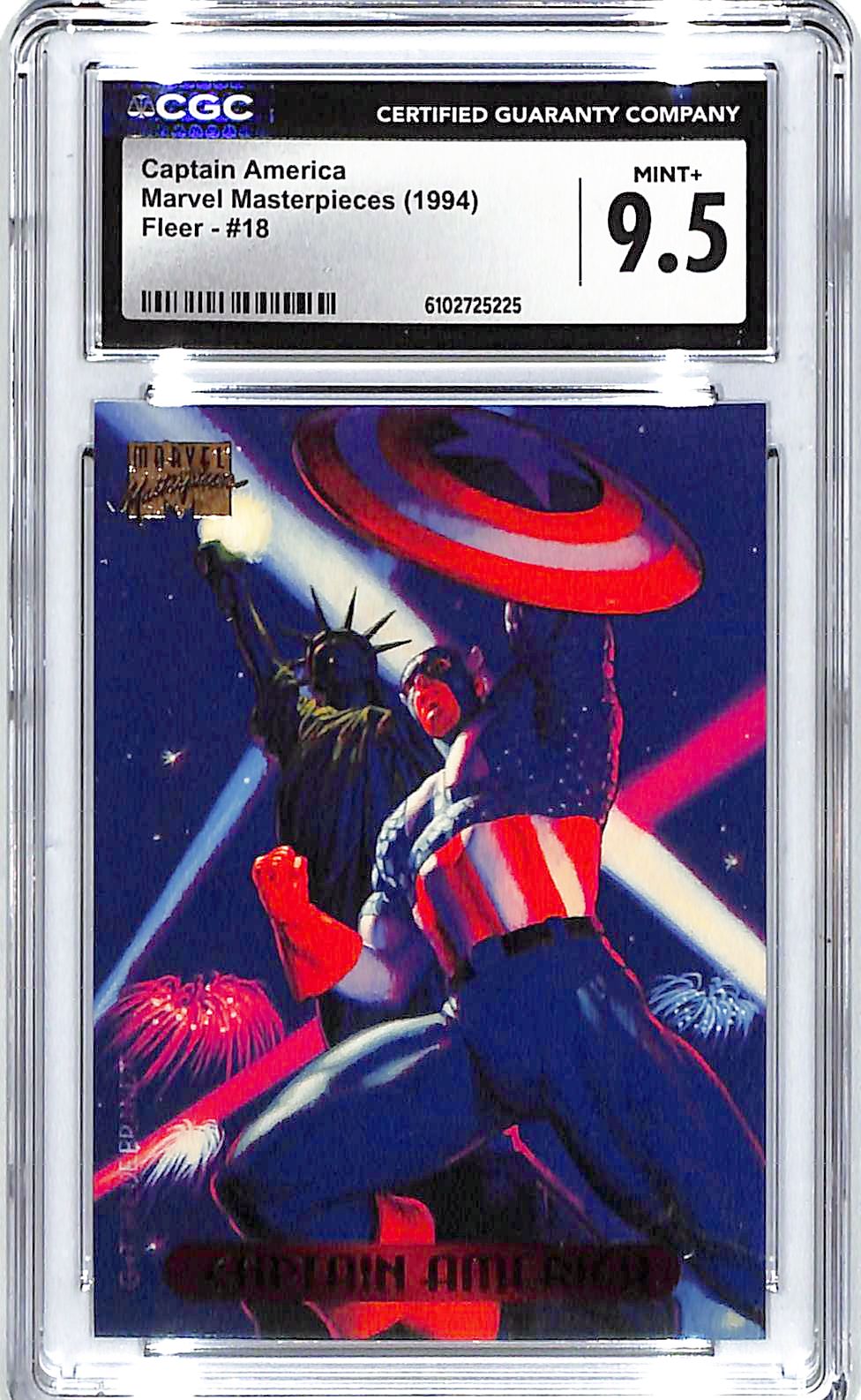 1994 Captain America Fleer Marvel Masterpieces #18 CGC Mint Plus 9.5