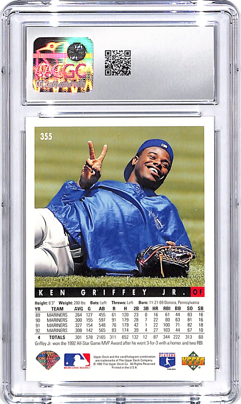 1993 Upper Deck Ken Griffey Jr #355 CGC 9.5 Mariners
