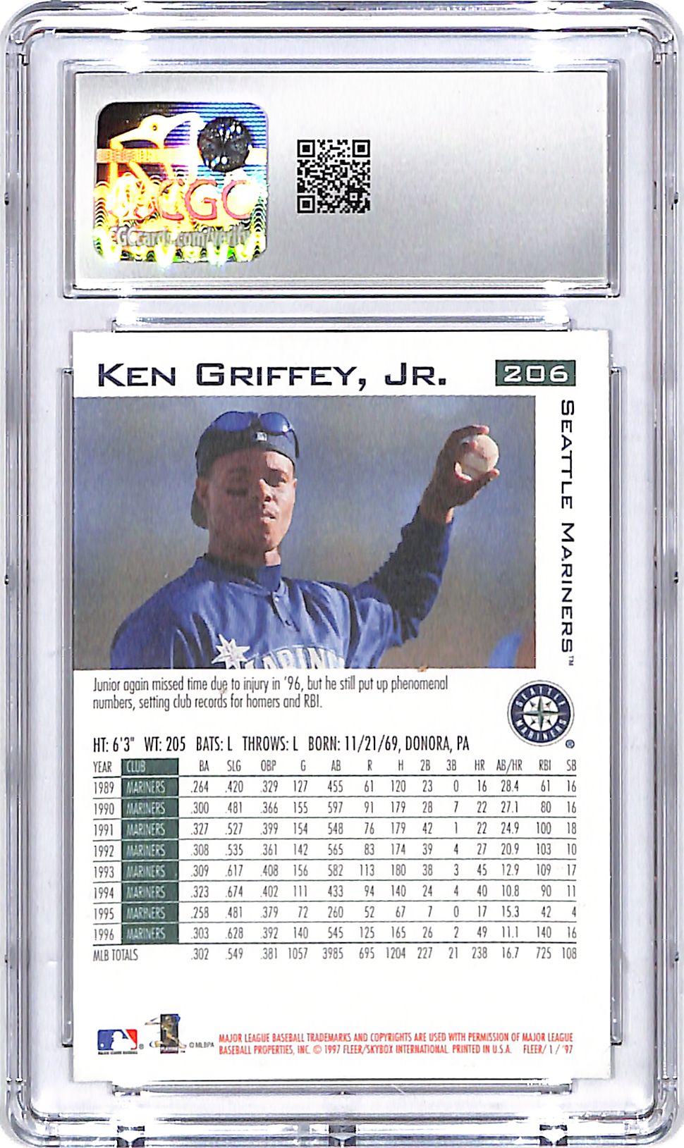 1997 Fleer Ken Griffey Jr #206 CGC 9.5 Mariners