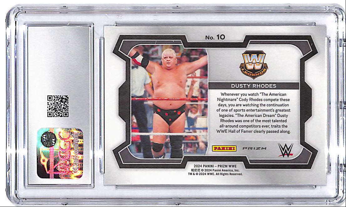 2024 Prizm WWE Dusty Rhodes Cracked Ice #10 CGC 10 The American Dream