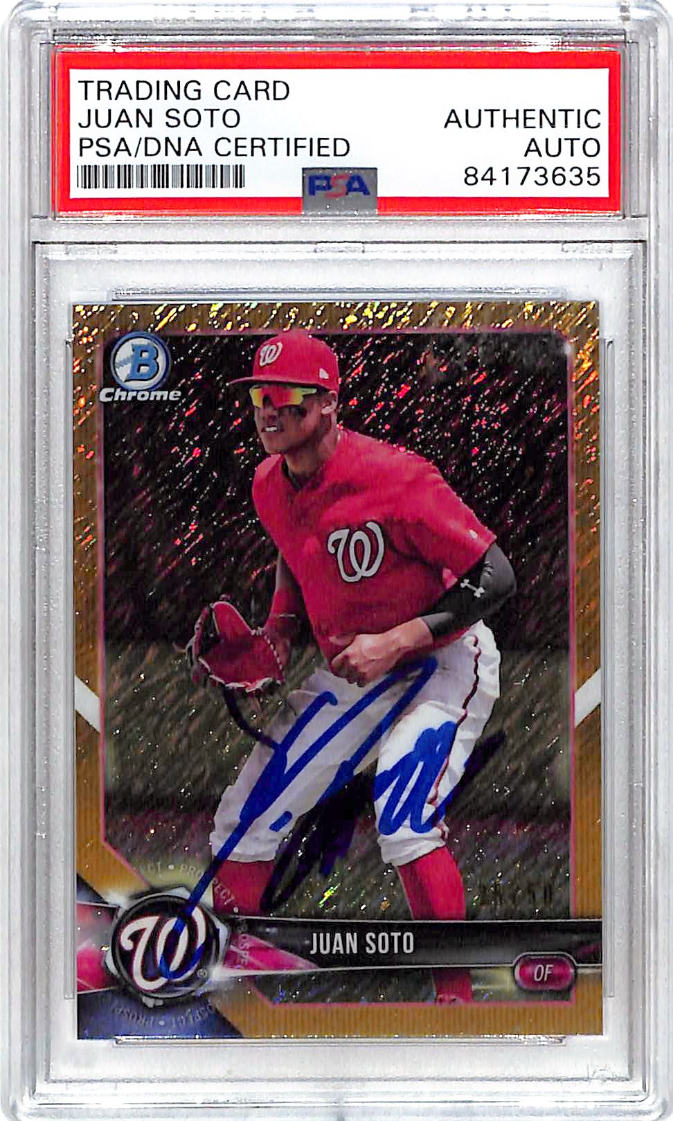 2018 Bowman Chrome Juan Soto Auto Autograph Rookie RC Gold Shimmer PSA DNA Authentic /50