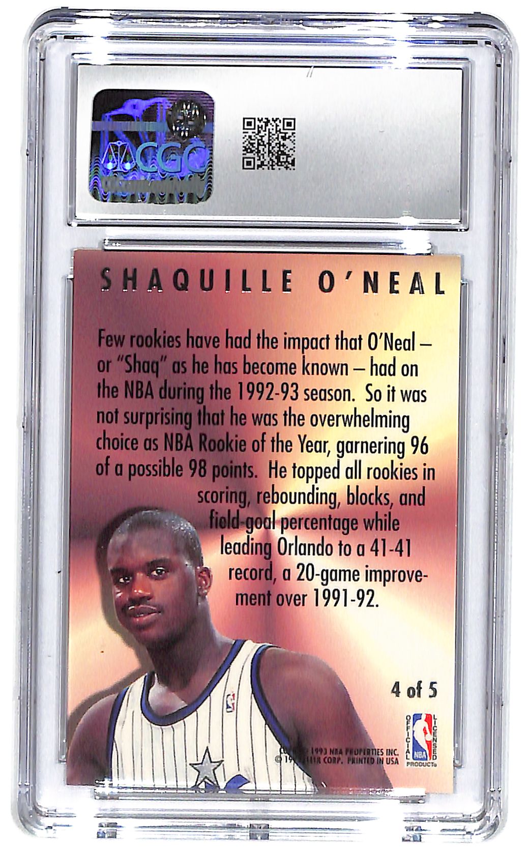 1993-94 Shaquille O'Neal Fleer Ultra NBA Award Winners #4 CGC Mint 9