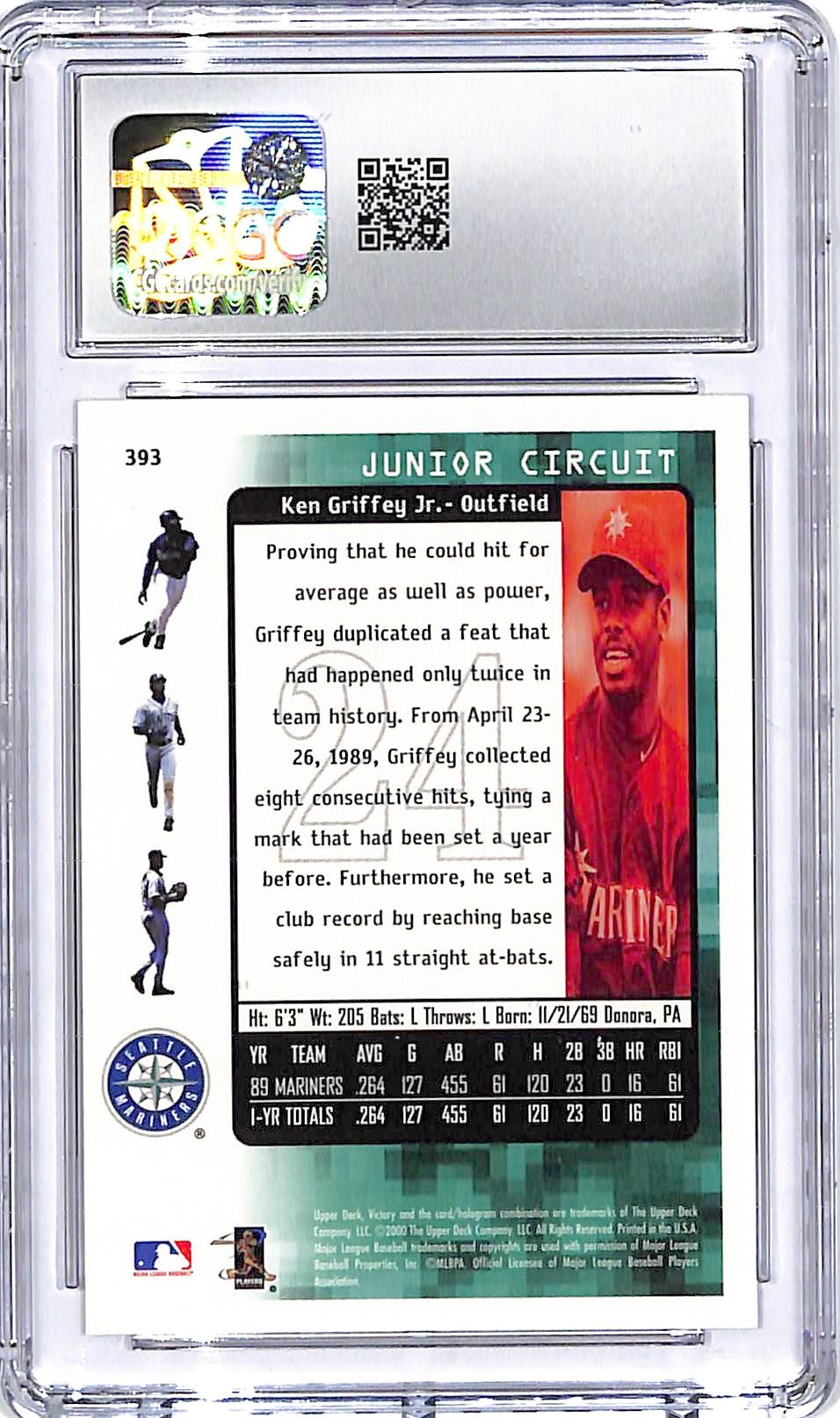 2000 Upper Deck Victory Ken Griffey Jr #408 CGC 10 Mariners
