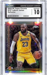 2025-26 Topps Chrome LeBron James Refractor #127 CGC 10 Lakers