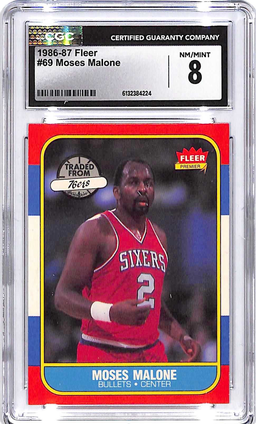1986-87 Fleer Moses Malone #69 CGC 8 Bullets