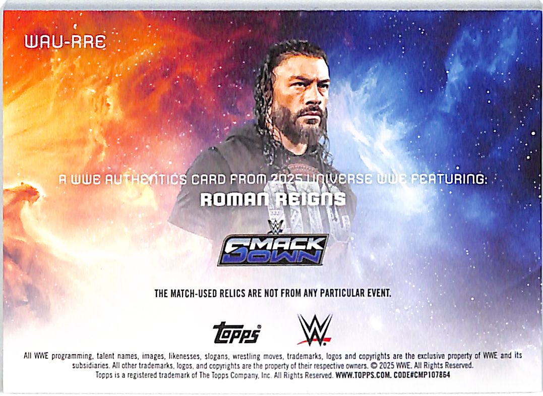 2025 Topps WWE Universe Roman Reigns Relic Mat Patch Gold /50