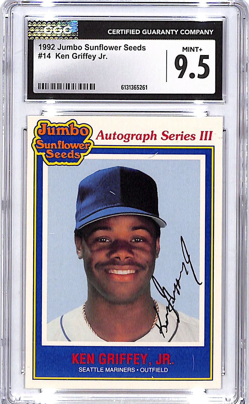 1992 Jumbo Sunflower Seeds Ken Griffey Jr #14 CGC 9.5 Mariners