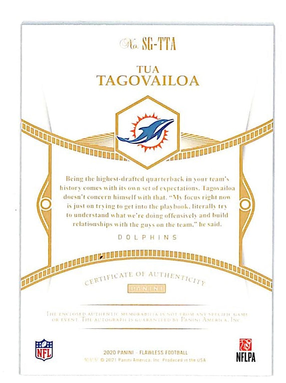 2020 Flawless Tua Tagovailoa Auto Autograph Rookie RC Gloves Patch Relic /20