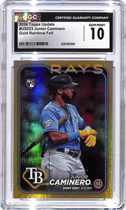 2024 Topps Update Junior Caminero Rookie RC Gold Rainbow Foil CGC 10 Rays
