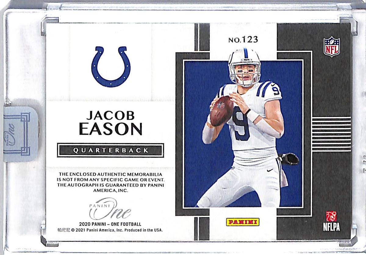 2020 Panini One Jacob Eason Auto Autograph Rookie RC Patch Jersey /35 Colts