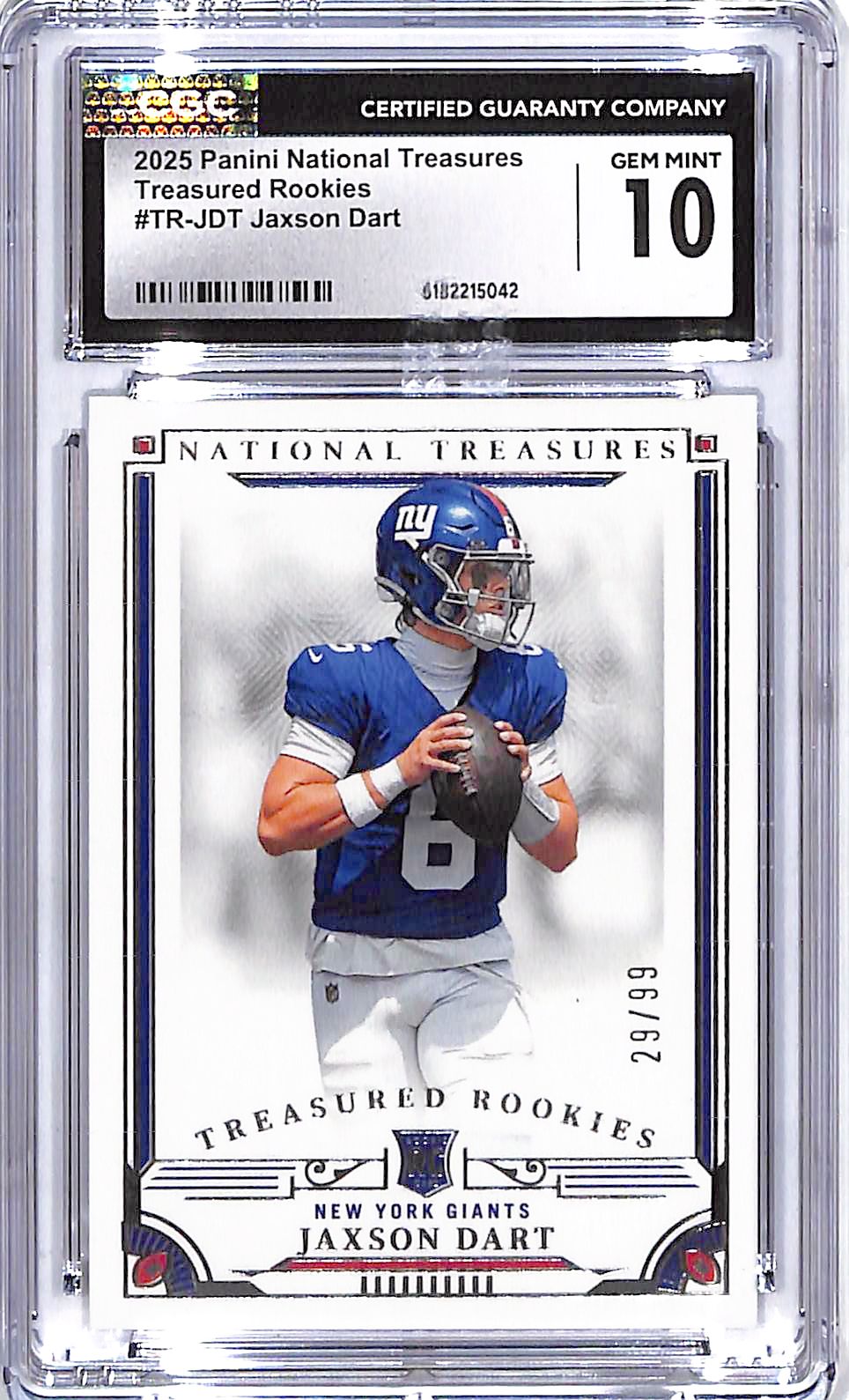 2025 National Treasures Jaxson Dart Rookie RC /99 CGC 10 Giants
