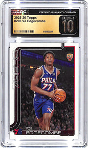 2025-26 Topps VJ Edgecombe Rookie RC #203 CGC 10 Pristine 76ers