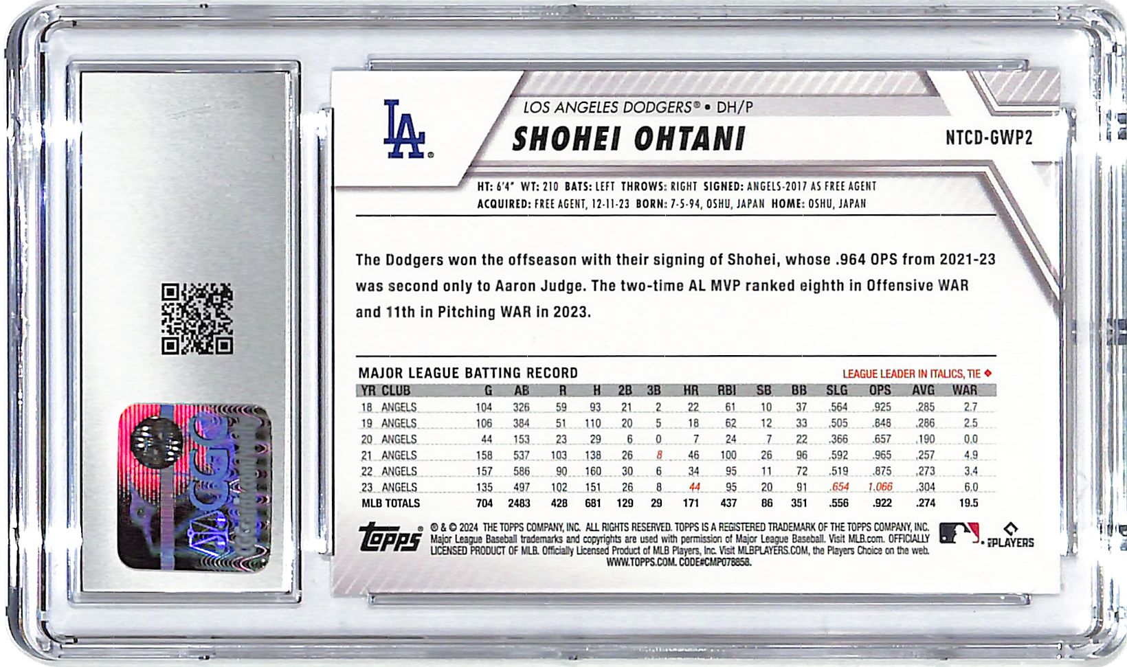 2024 Topps National Trading Card Day Shohei Ohtani CGC 10 Dodgers