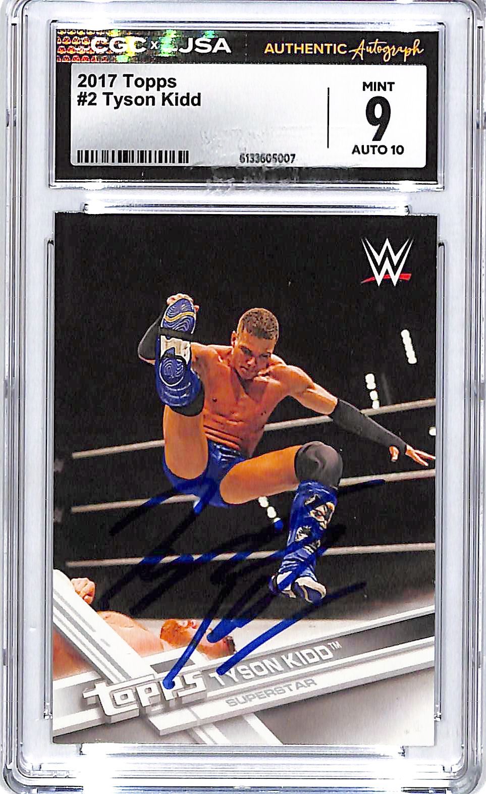 2017 Topps WWE Tyson Kidd Auto Autograph #2 Signed CGC JSA Authentic 9