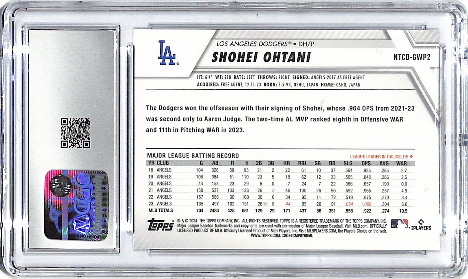 2024 Topps National Trading Card Day Shohei Ohtani CGC 10 Dodgers