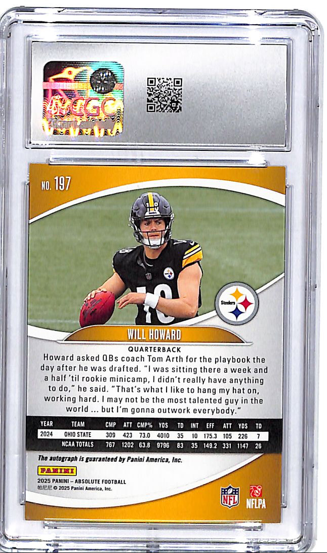 2025 Absolute Will Howard Auto Autograph Signatures Rookie RC CGC 9.5 Steelers