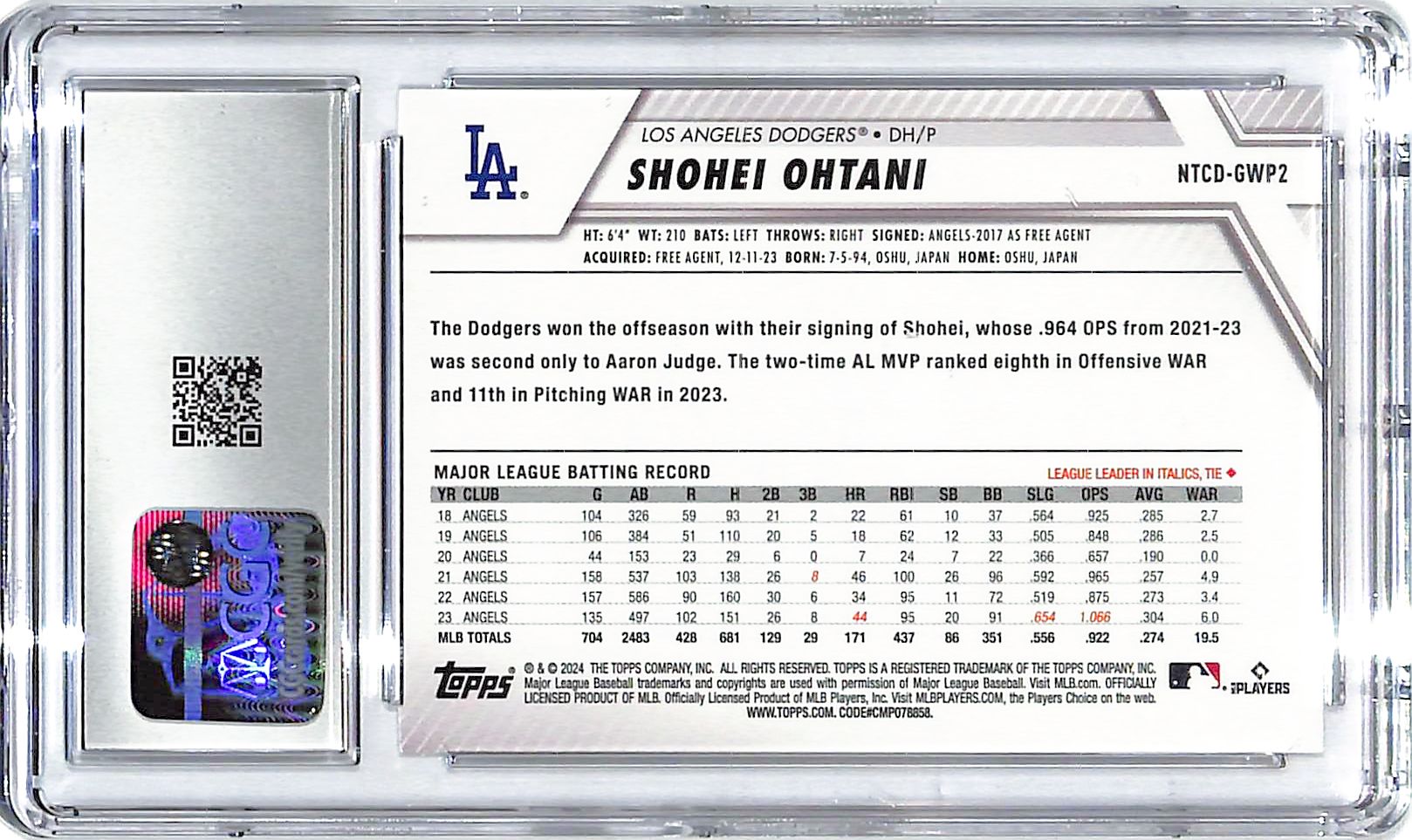 2024 Topps National Trading Card Day Shohei Ohtani CGC 10 Dodgers