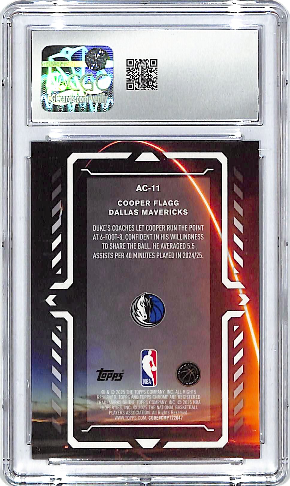 2025-26 Topps Chrome Cooper Flagg Activators Rookie #11 CGC 10 Mavericks