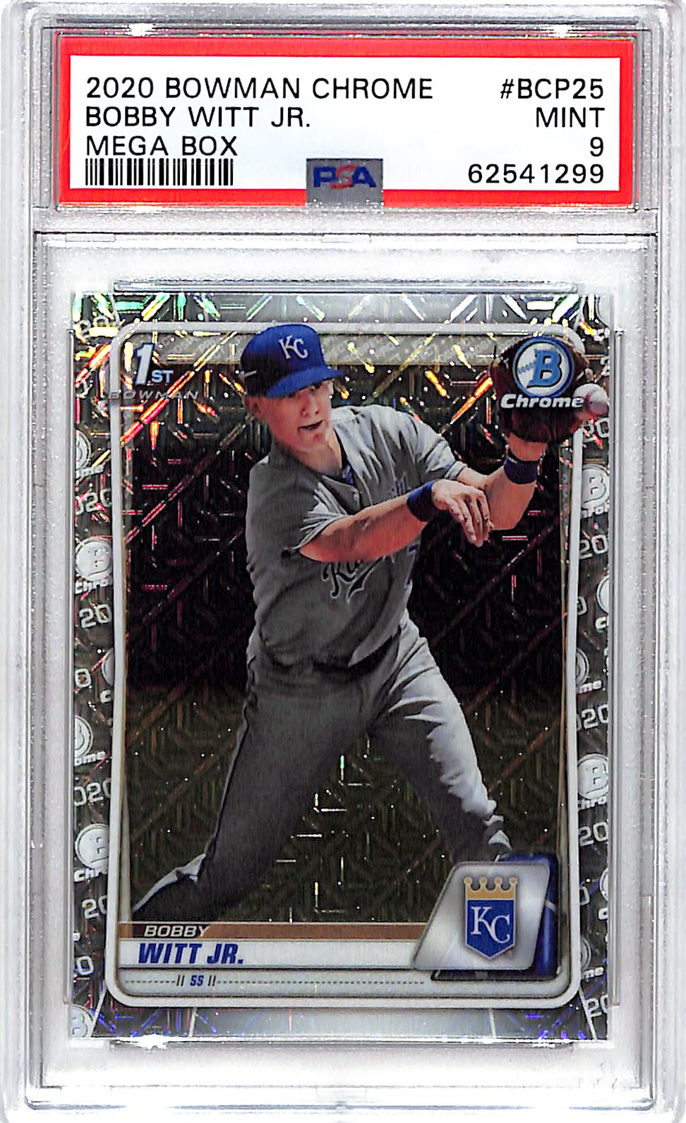 2020 Bowman Chrome Bobby Witt Jr Prospect Rookie RC Mojo Mega Box Refractor PSA 9